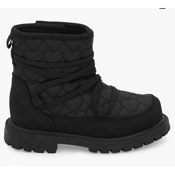 Carter's Unisex Black Boots Tayla Size 11 Quilted Toddler - Picture 1 of 11